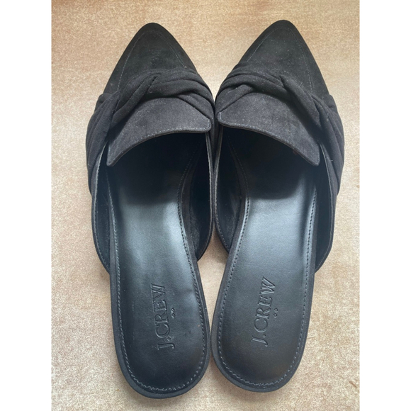 J.Crew Pointed Toe Slip-On Loafers Black Suede Knotted 9 Preppy Yacht City Luxe - Picture 6 of 9